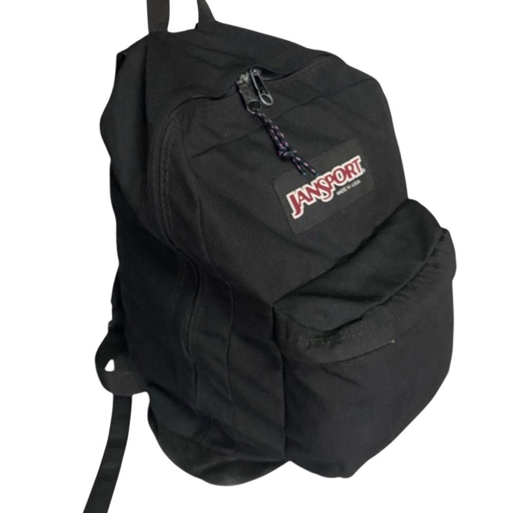 Jansport 90s Leather Bottom Backpack Rare Black On Black Vintage 90s Made In USA - Picture 3 of 10